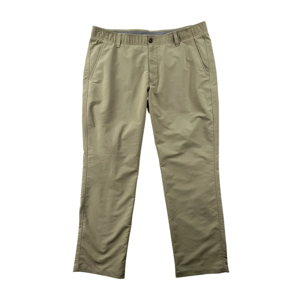 Under Armour Match Play Mens 38x30 Khaki Tan Performance Golf Pants Stretch Tech